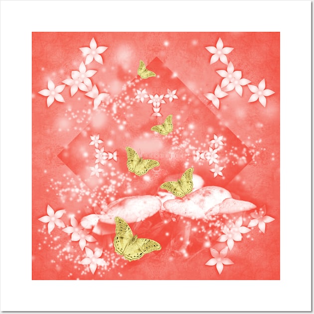 Magical toadstools and gold butterflies Wall Art by hereswendy